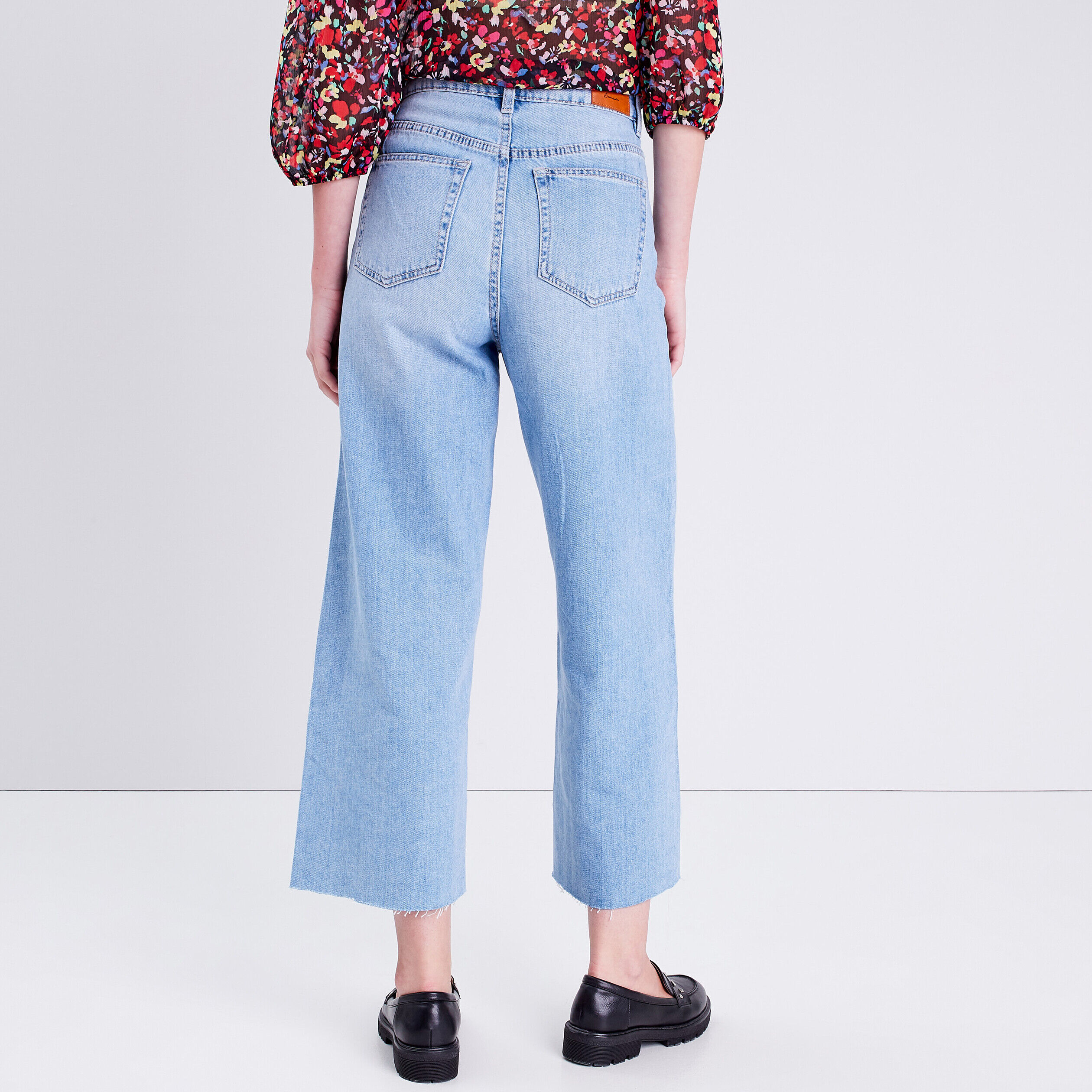 Jeans wide leg 7/8ème denim bleach femme | Cache Cache