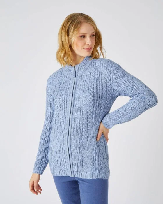 Cardigan en maille perlée et torsadée Thermolactyl