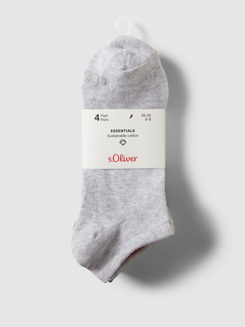 Sneakersocken mit Label-Print im 4er-Pack in hellgrau