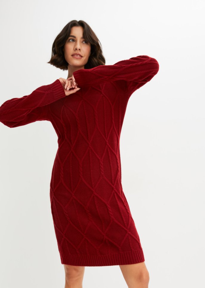 Strickkleid mit Zopfmuster