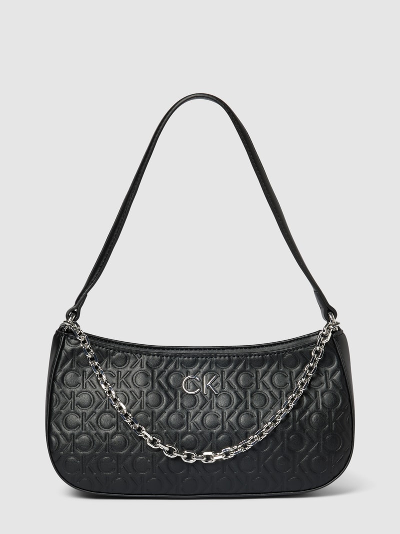 Hobo Bag mit Label-Applikation in schwarz