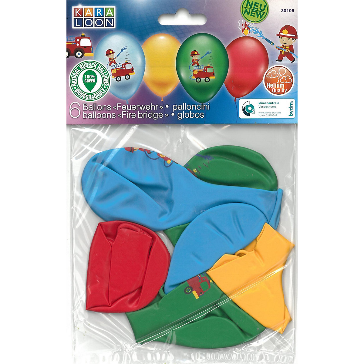 Ballons Feuerwehr, 6 Stück
