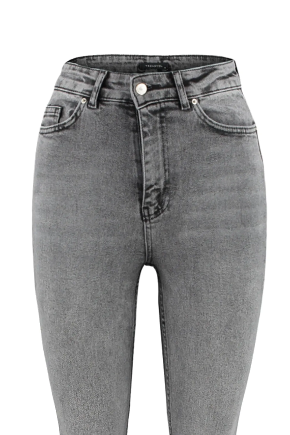 Trendyol Collection  Anthrazitfarbene Schlagjeans mit hoher Taille TWOSS23JE00066