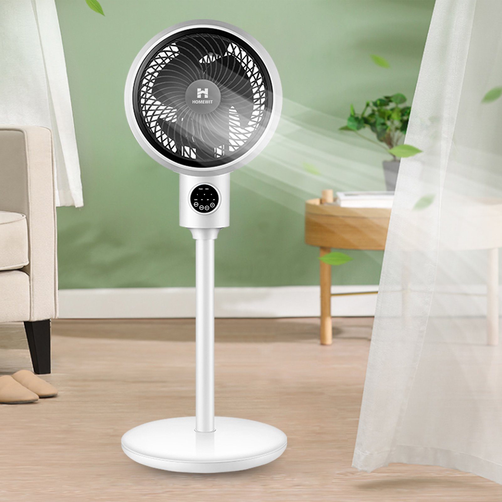 Homewit Turmventilator Standventilator Leise Ventilator mit Fernbedienung Timer-Einstellung, 3D Luftumwälzung für Schlafzimmer Wohnzimmer usw.