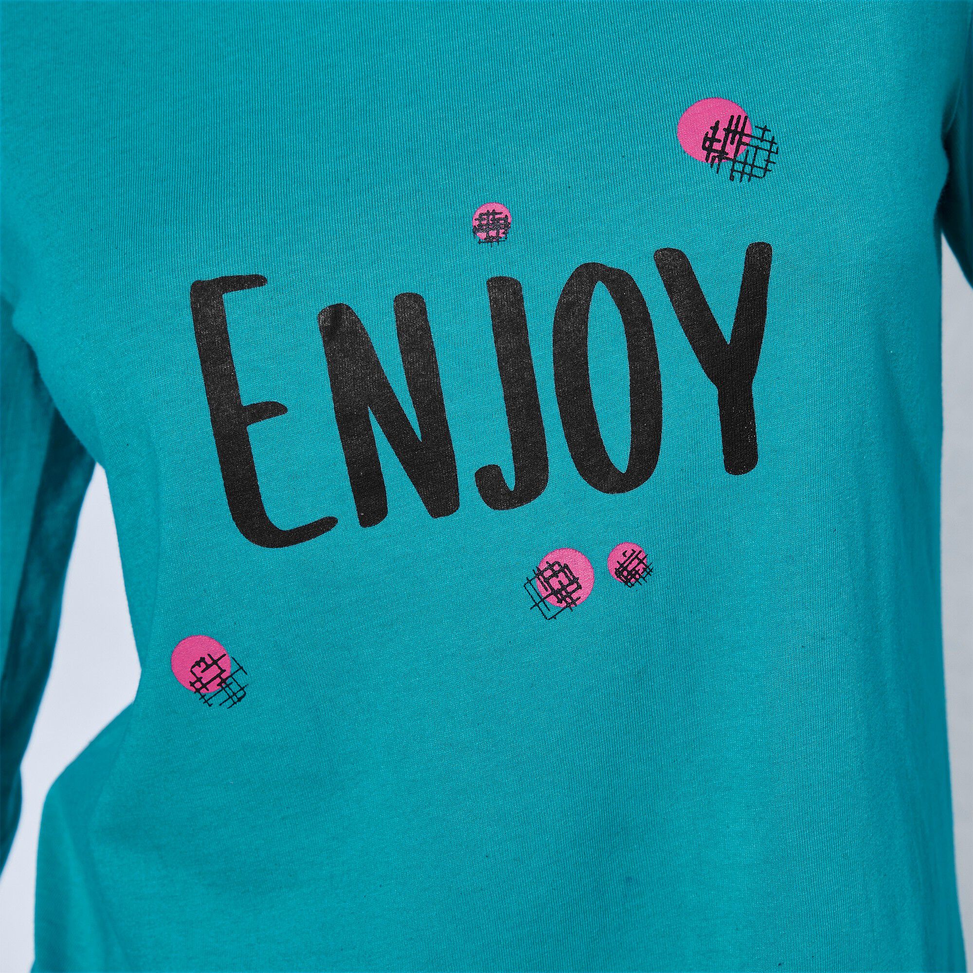 Tee-shirt manches longues coton uni imprimé placé 