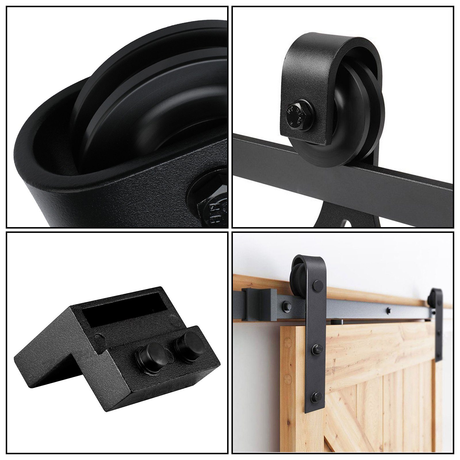 Clanmacy Schiebetür 363cm Schiebetürsystem Schiebetürbeschlag Laufschiene Montage Set, 363cm