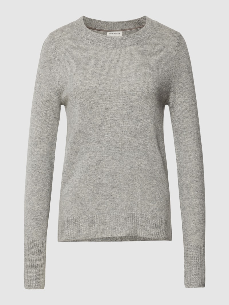 Strickpullover mit Rundhalsausschnitt in mittelgrau meliert
