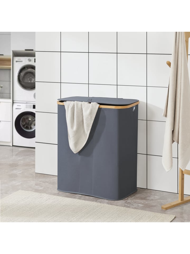 en.casa Wäschekorb Rusko in Grau (H)69cm (B)57cm (T)37cm (V)140l günstig kaufen onesize
