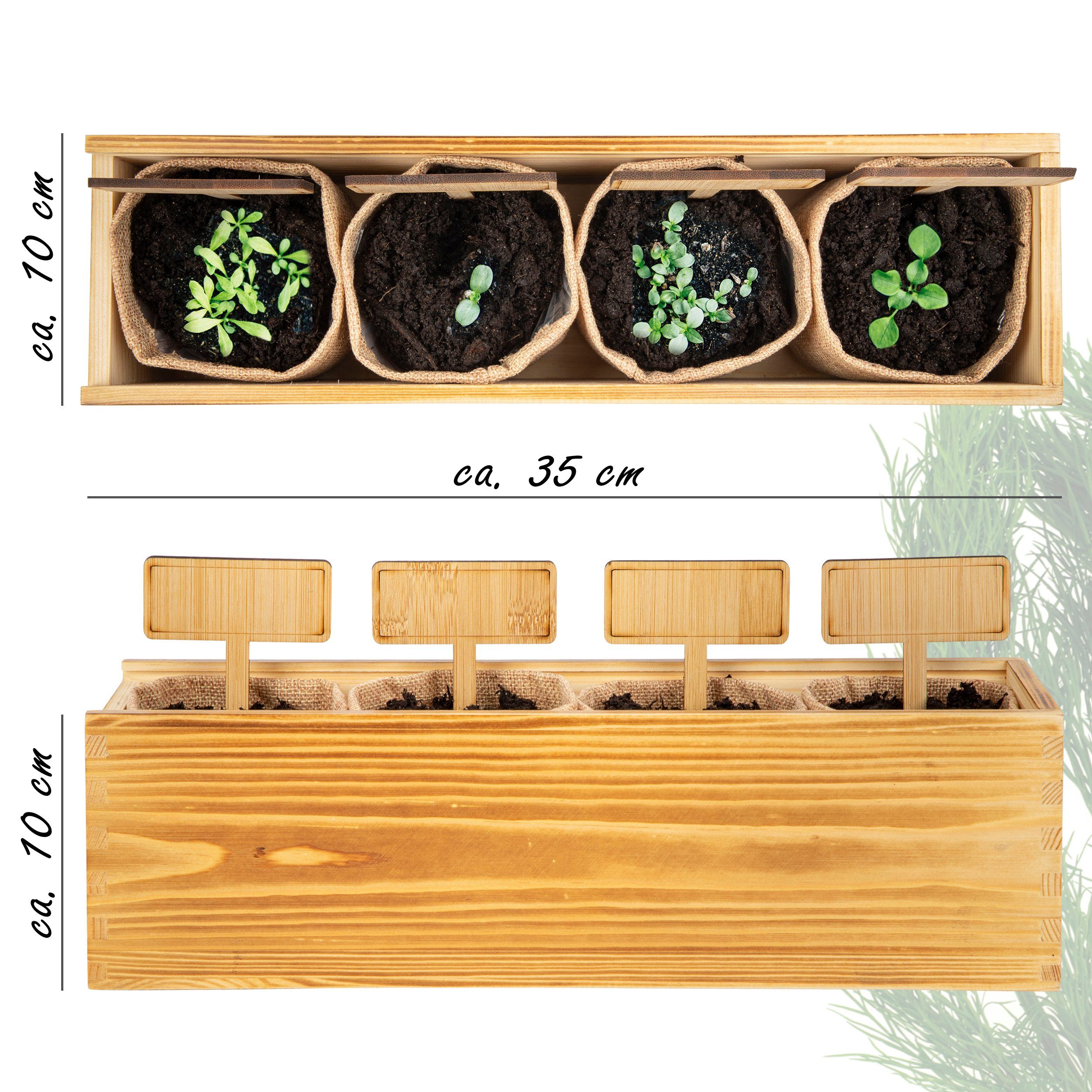 ONVAYA Anzucht- und Kräutererde Kräuter Anzuchtset mit Holzkiste, Indoor Mini-Kräutergarten, (1-St)