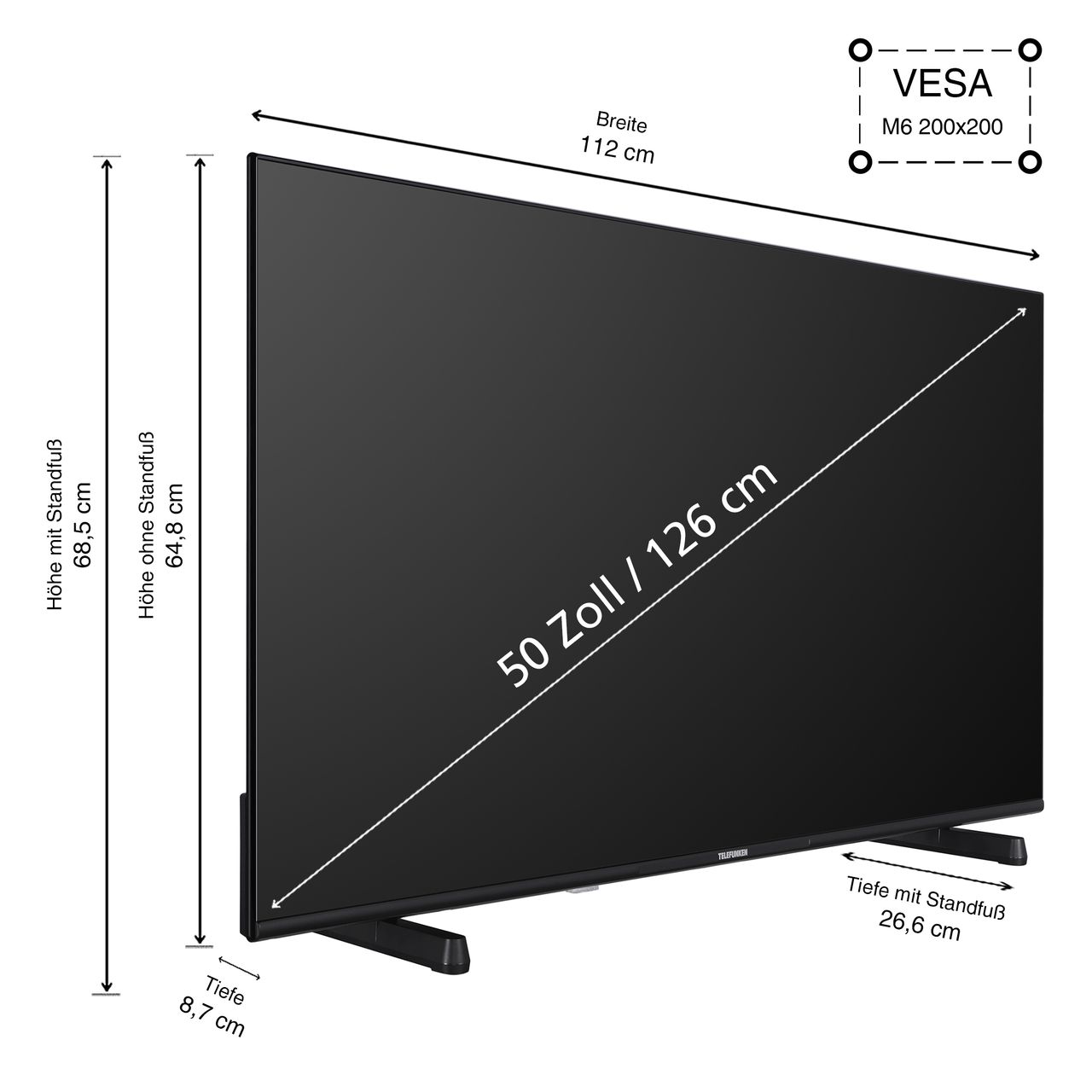 Telefunken Telefunken 50 Zoll Fernseher Fire TV (4K UHD Smart TV, HDR Dolby Vision, Dolby Atmos, Triple-Tuner)