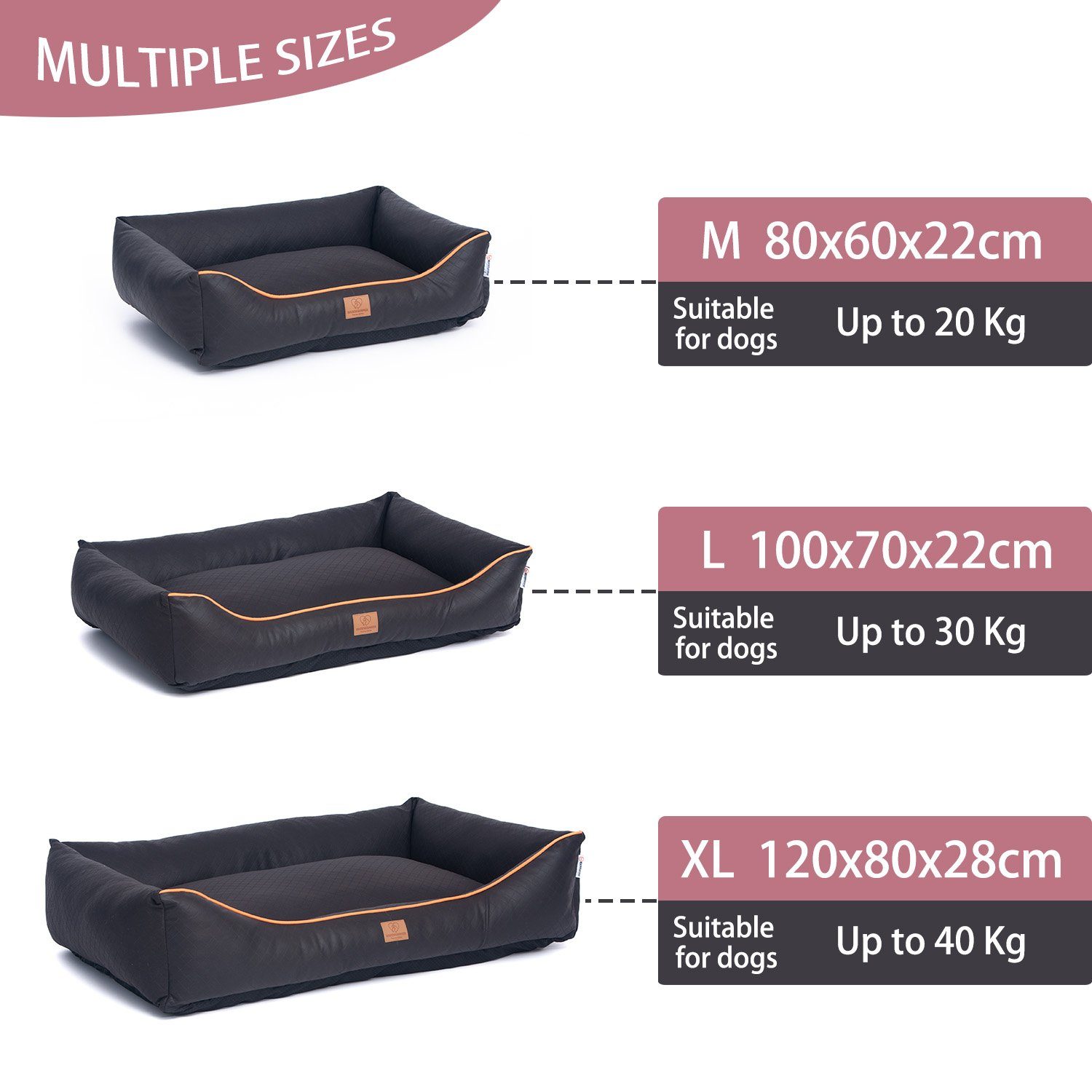 Warenhammer Hundematte Premium Hundebett, Hundekissen, Hundesofa, Air Lether Stoff, Air Leather Stoff, Hundebett waschbar - abnehmbar