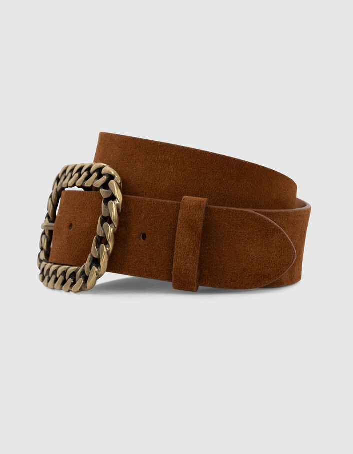 Ceinture sable cuir velours boucle façon gourmette femme