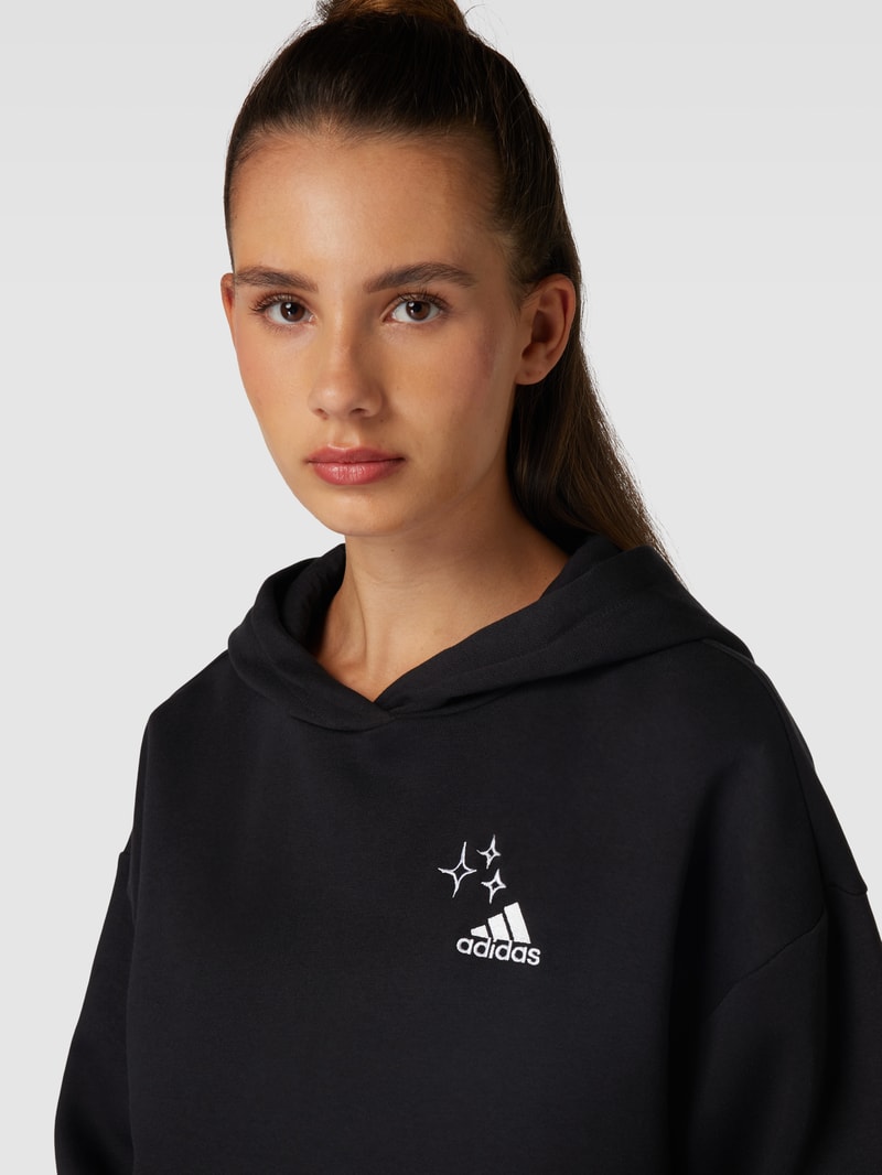 Hoodie mit Label-Stitching in schwarz