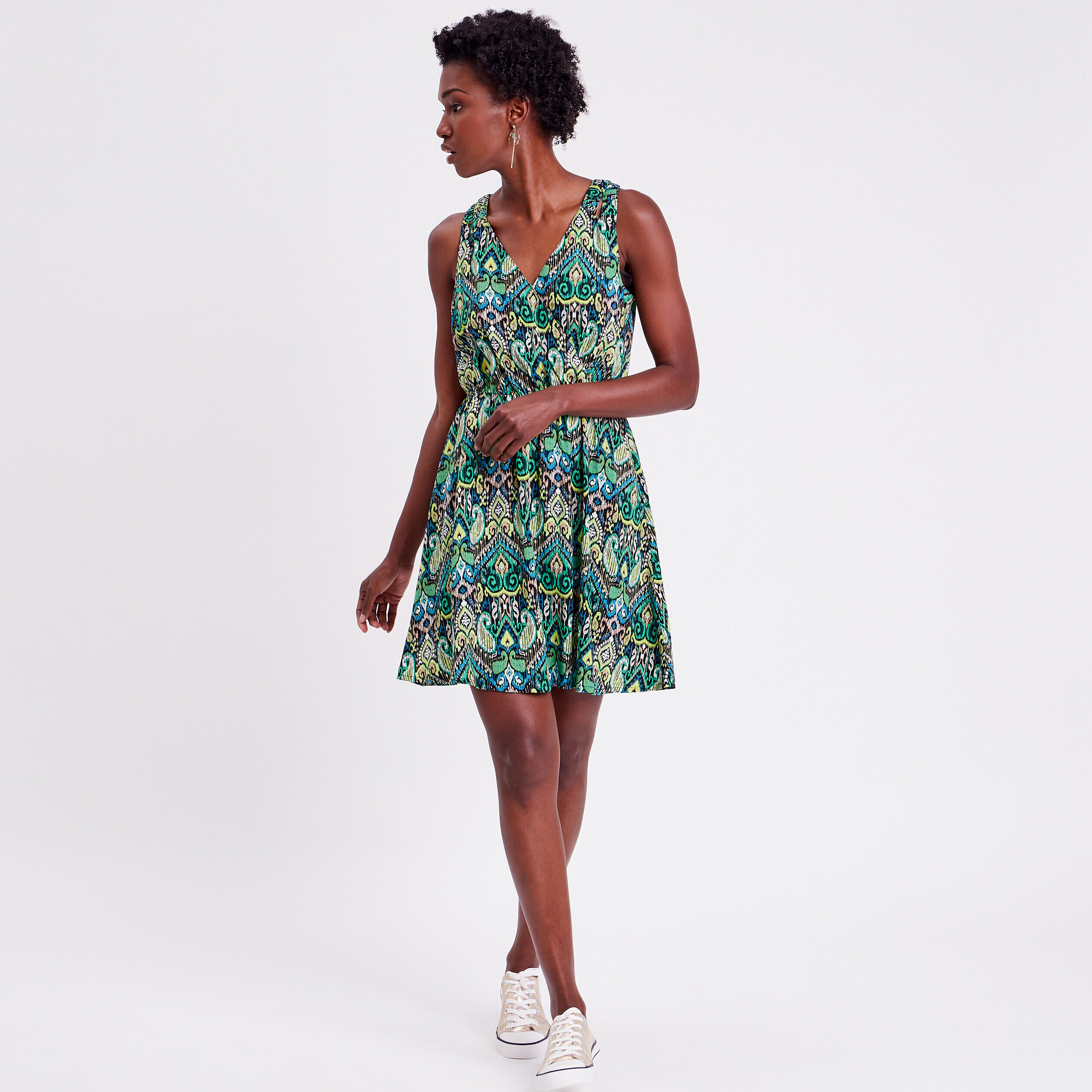 Robe évasée avec bretelles noir femme | Cache Cache