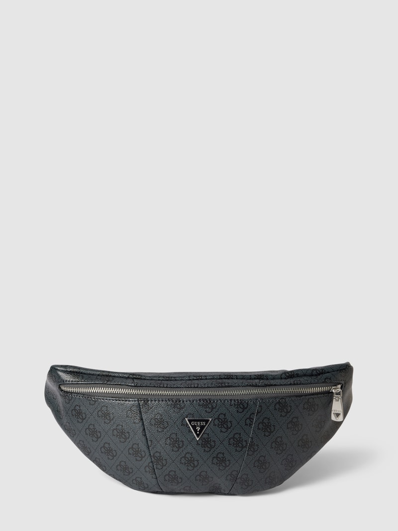 Bauchtasche mit Allover-Logo Modell 'VEZZOLA' in schwarz