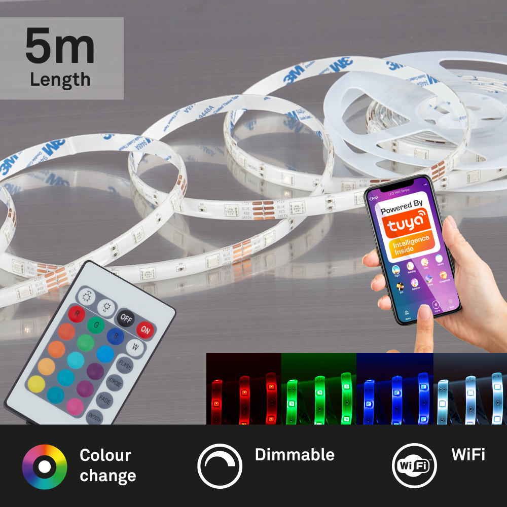 Flexband WiFi RGB-LED, 5m weiß