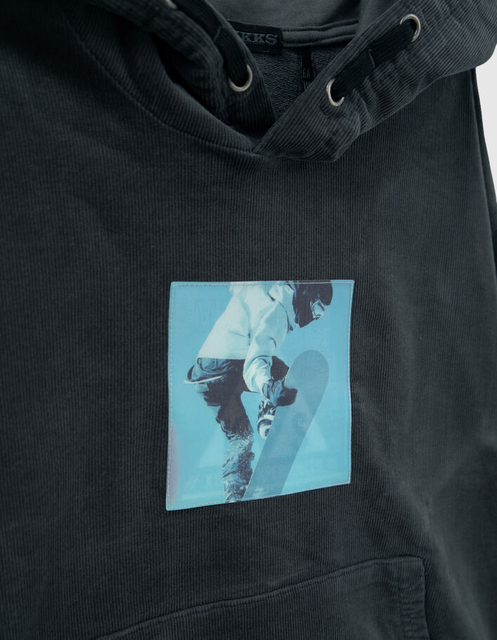 Sweat gris velours milleraies visuel lenticulaire garçon