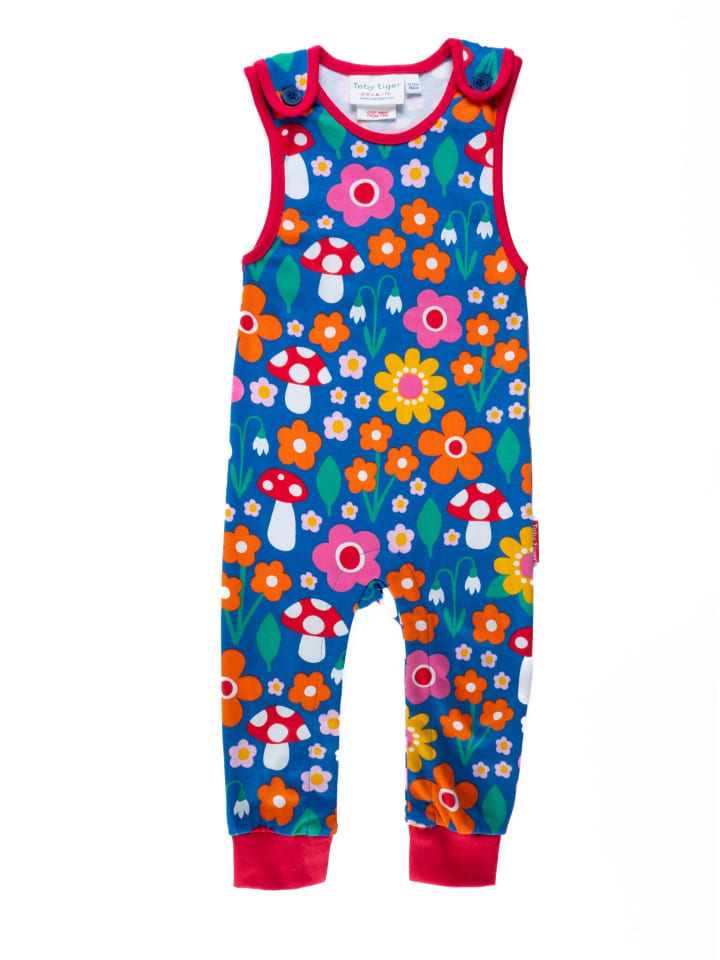 Toby Tiger Strampler mit Blumen Muster und Pilz Applikation in bunt günstig kaufen