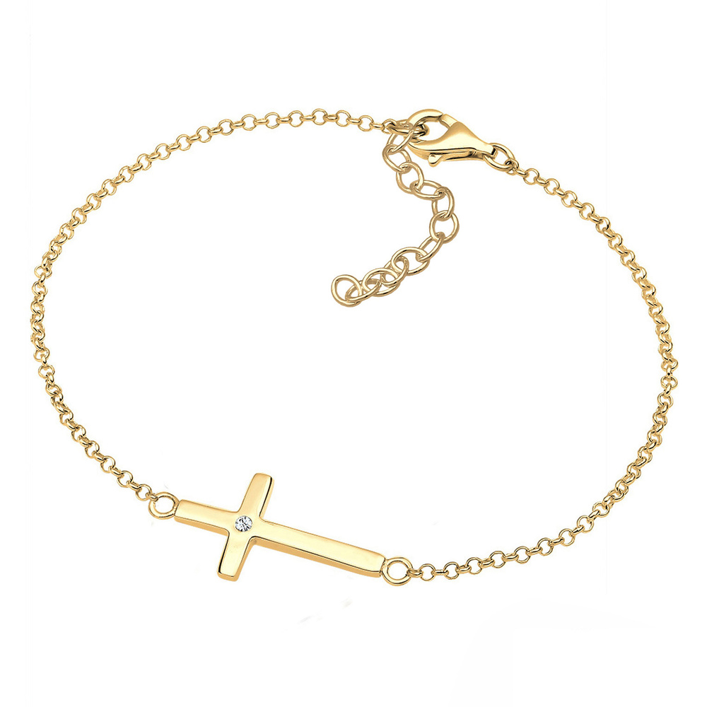 Elli Elli Bracelet Femme Pendentif Croix Femme Élégant avec Cristaux en Argent Sterlin Bracelet