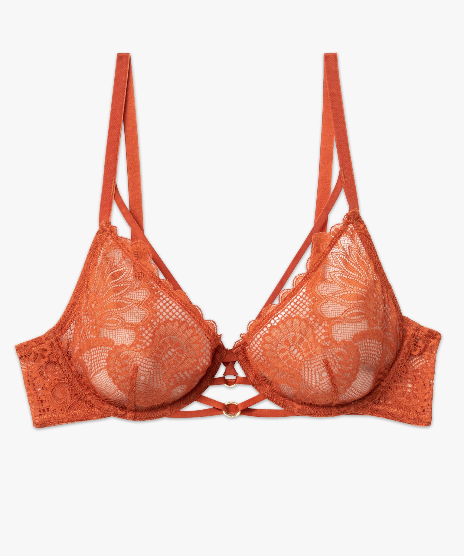 Soutien-gorge corbeille en dentelle avec armatures orange | GEMO