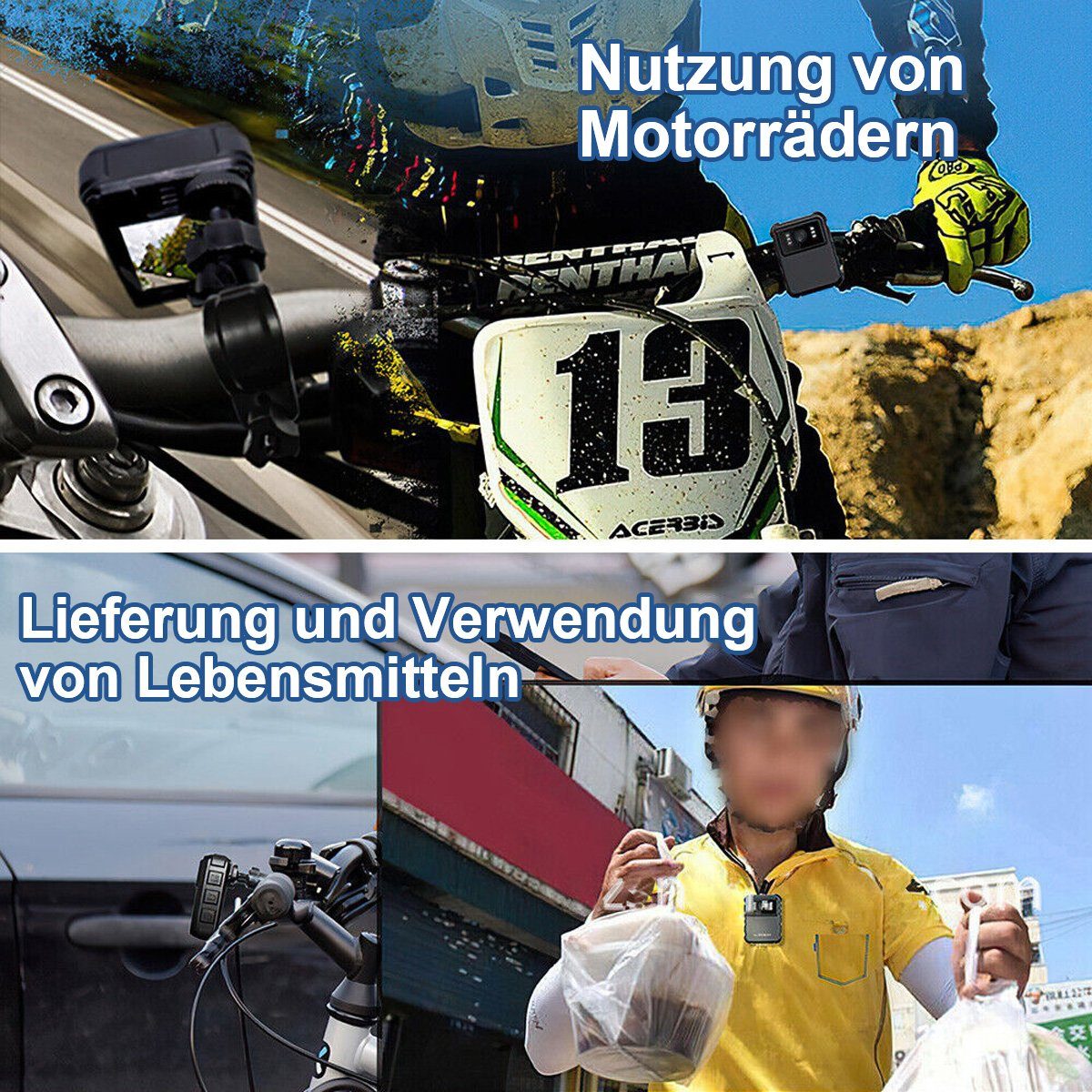 Yoyaxi Mini HD 1080P Körperkamera Dashcam (DVR Sports Cam Motorrad-Camcorder + Fahrradhalterung)