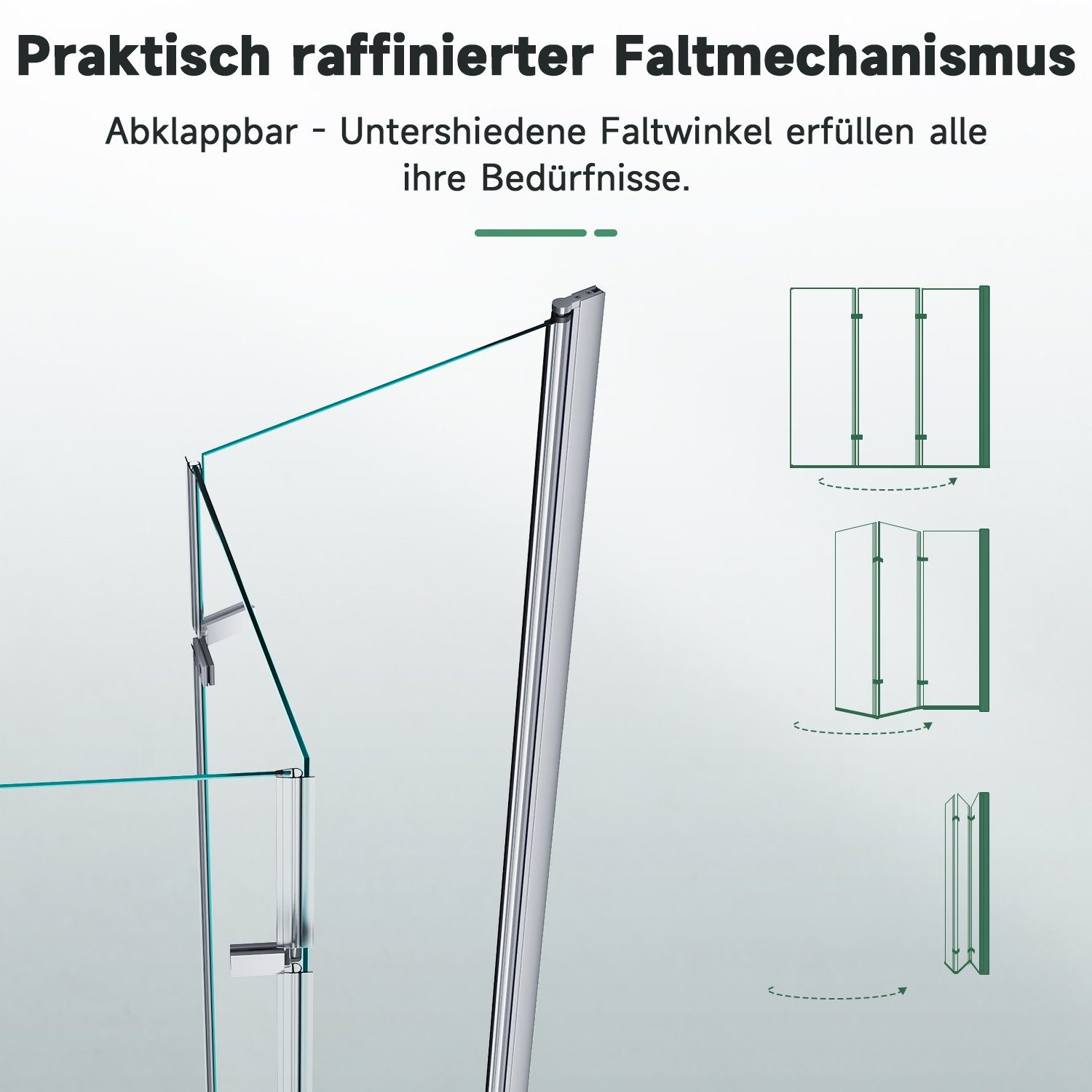 SONNI Badewannenaufsatz Badewanne Faltwand 3-teilig ESG NANO Glas Duschabtrennung