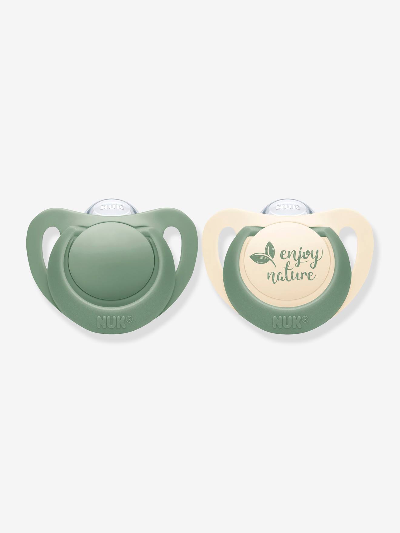 Lot de 2 sucettes physiologiques NUK for Nature en silicone eucalyptus