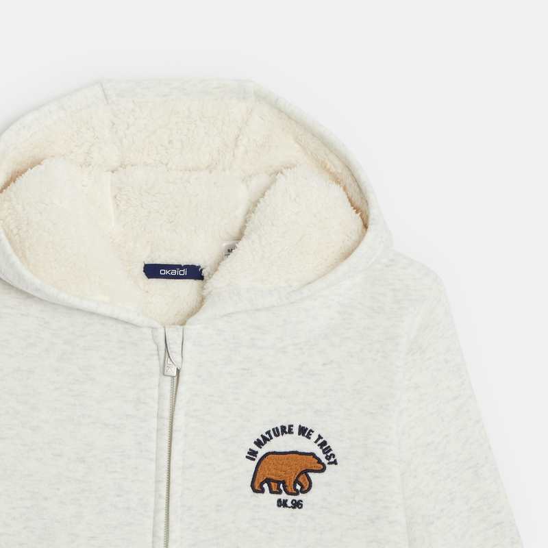 Sweat-shirt doublé en polaire sherpa blanc garçon