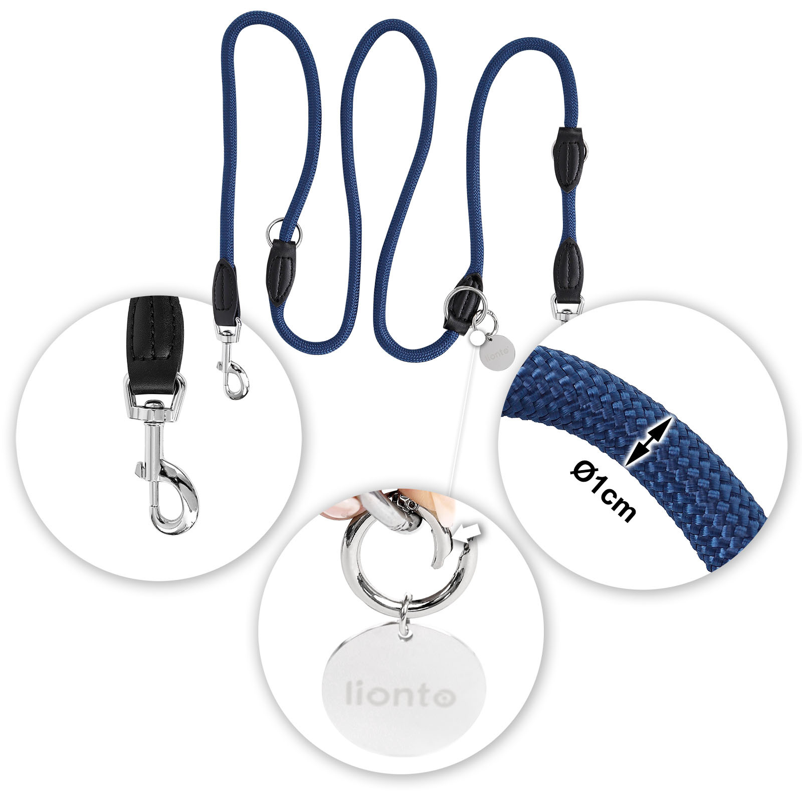 Lionto Hundeleinen Lionto verstellbare Hundeleine, Doppelleine blau
