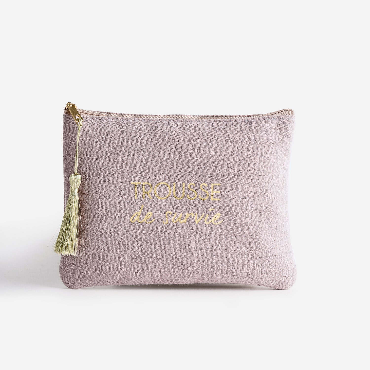 Pochette vieux rose avec message doré