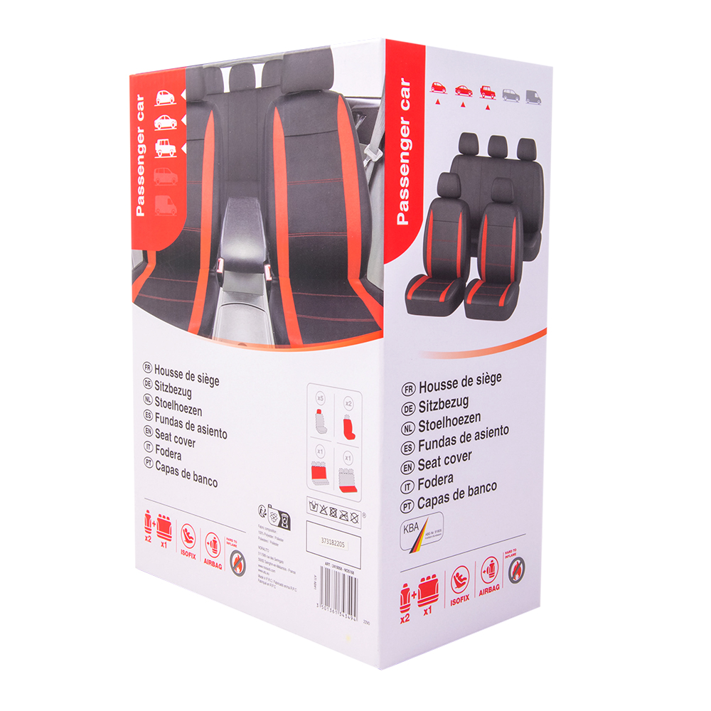 Universal-Sitzbezug-Set schwarz-rot, 9-teilig - ATU