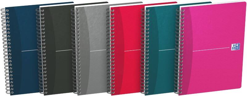 OXFORD Office Essentials Notizbuch DIN A5 Liniert Spiralbindung Pappe Farbig sortiert Perforiert 180 Seiten 5 Stück à 90 Blatt