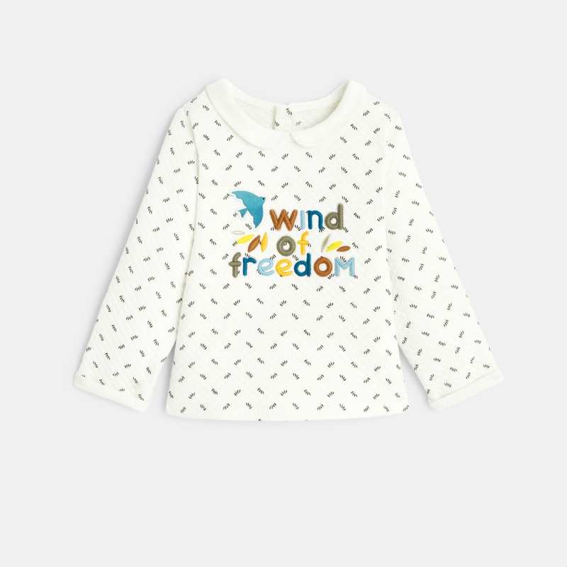 Sweat molleton matelassé imprimé nature bébé fille