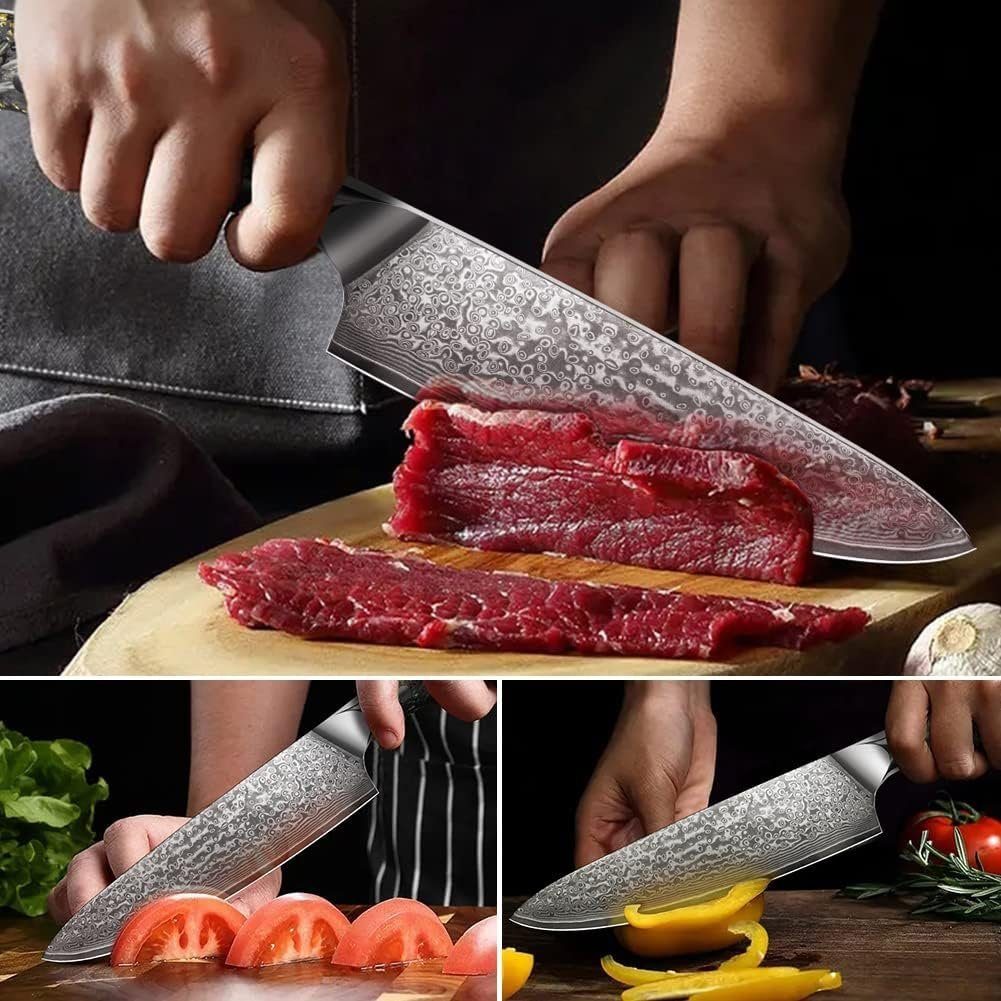 KingLux Damastmesser Kochmesser Chefmesser VG10 Damaskus Stahl Küchenmesser