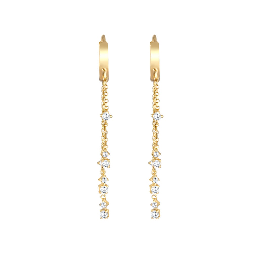 Elli Elli Boucles d'Oreilles Creolen Erbskettchen Zirkonia 925 Silber vergoldet Boucles d'oreilles