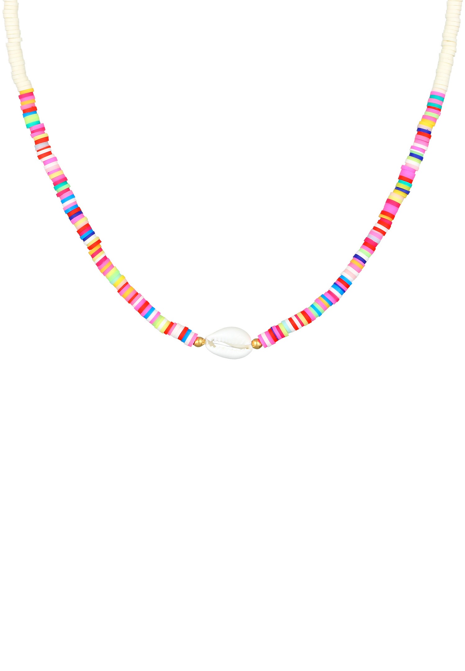 Collana da donna Elli in stile boho con perline multicolori a forma di conchiglia in argento sterling 925 placcato oro