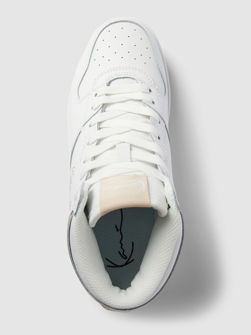 High-Top-Sneaker aus reinem Leder mit Label-Stitching in weiß