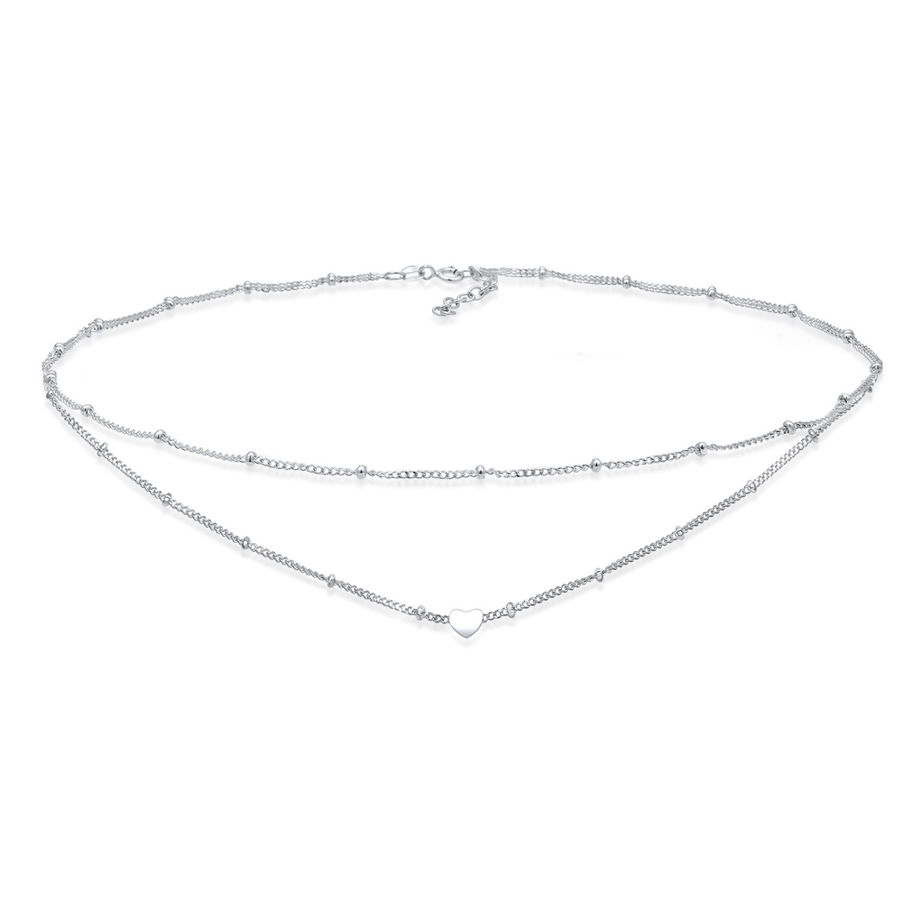 Elli Elli Collier Femmes Choker Look des Couches Coeur Tendance en Argent Sterling 925 collier