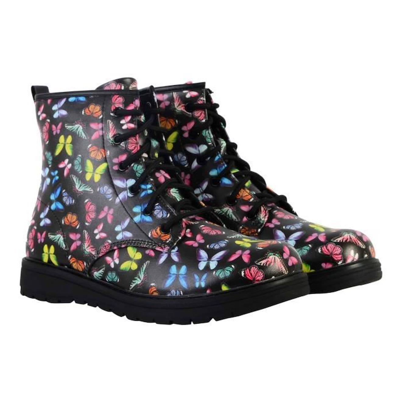 Boots Skechers à Lacets Enfant Skechers Butterfly Squad Noir Multi Femme noir