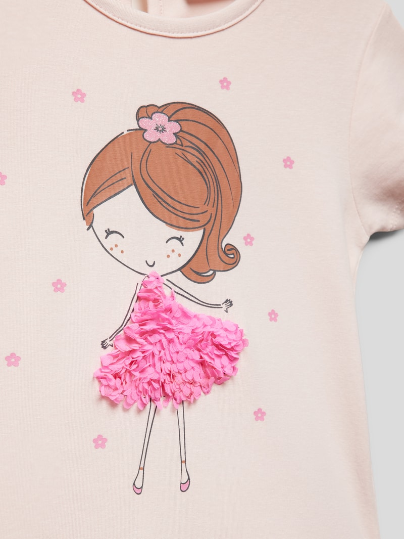 Minikleid mit ausgestellter Rockpartie in hellrosa