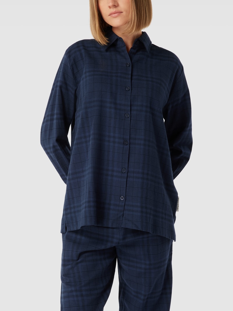 Pyjama-Oberteil mit Karomuster in marineblau