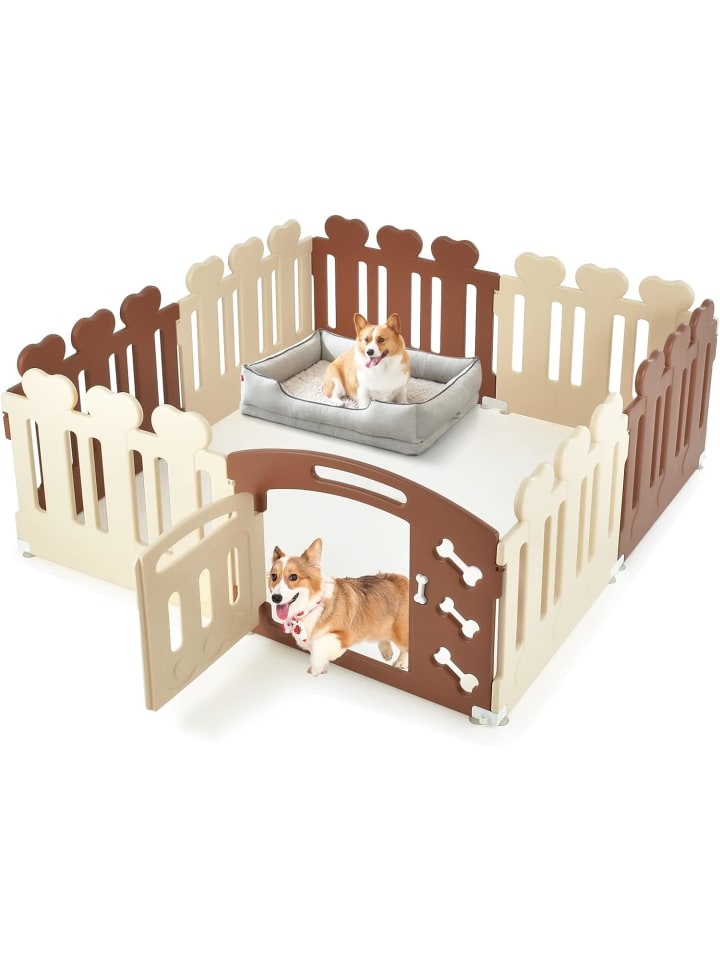 COSTWAY Laufstall für Hunde 8 Panel in Beige günstig kaufen 60 cm