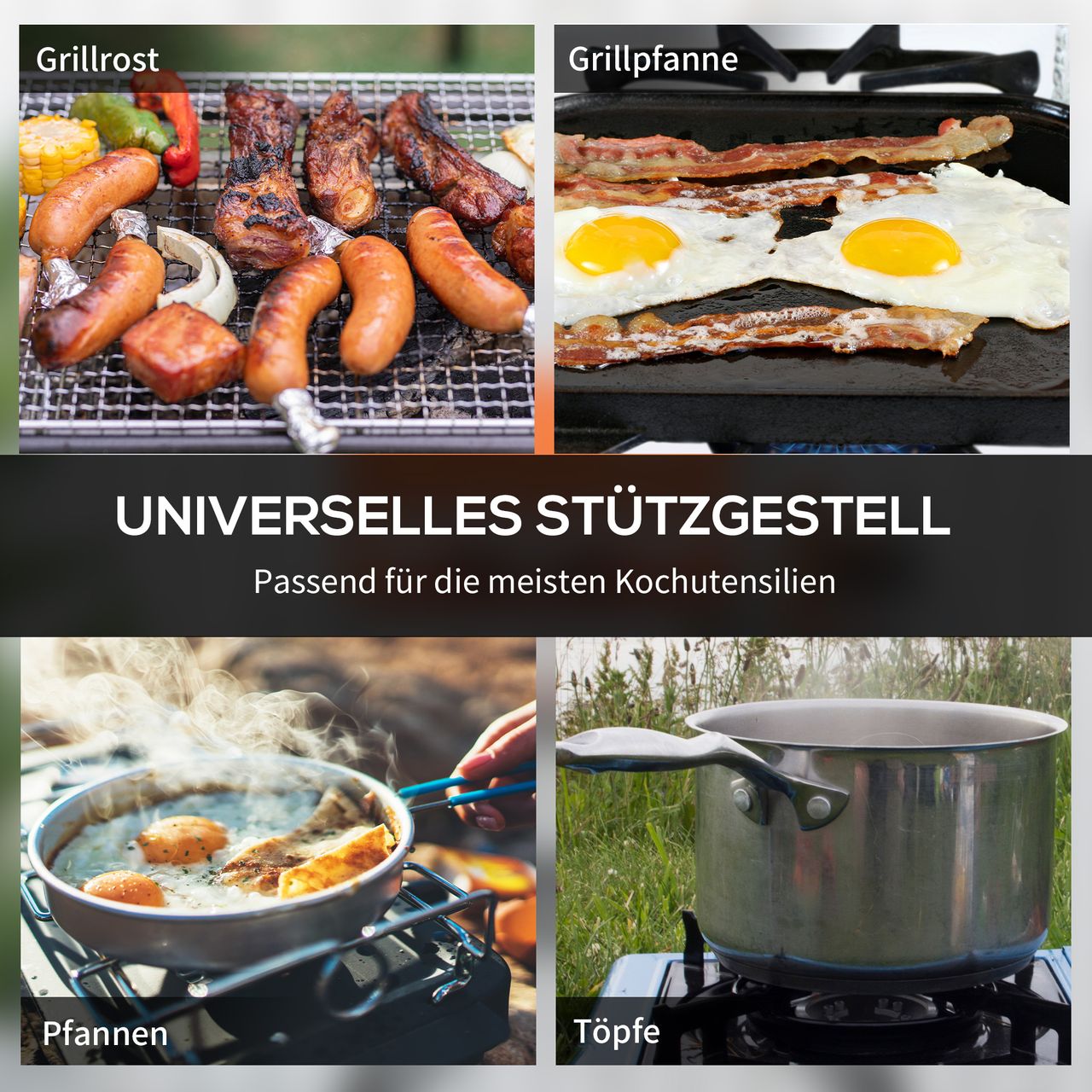 Outsunny Gasgrill, Tischgrill BBQ mit 2 Brennern, Klappbares Tischgasgrill