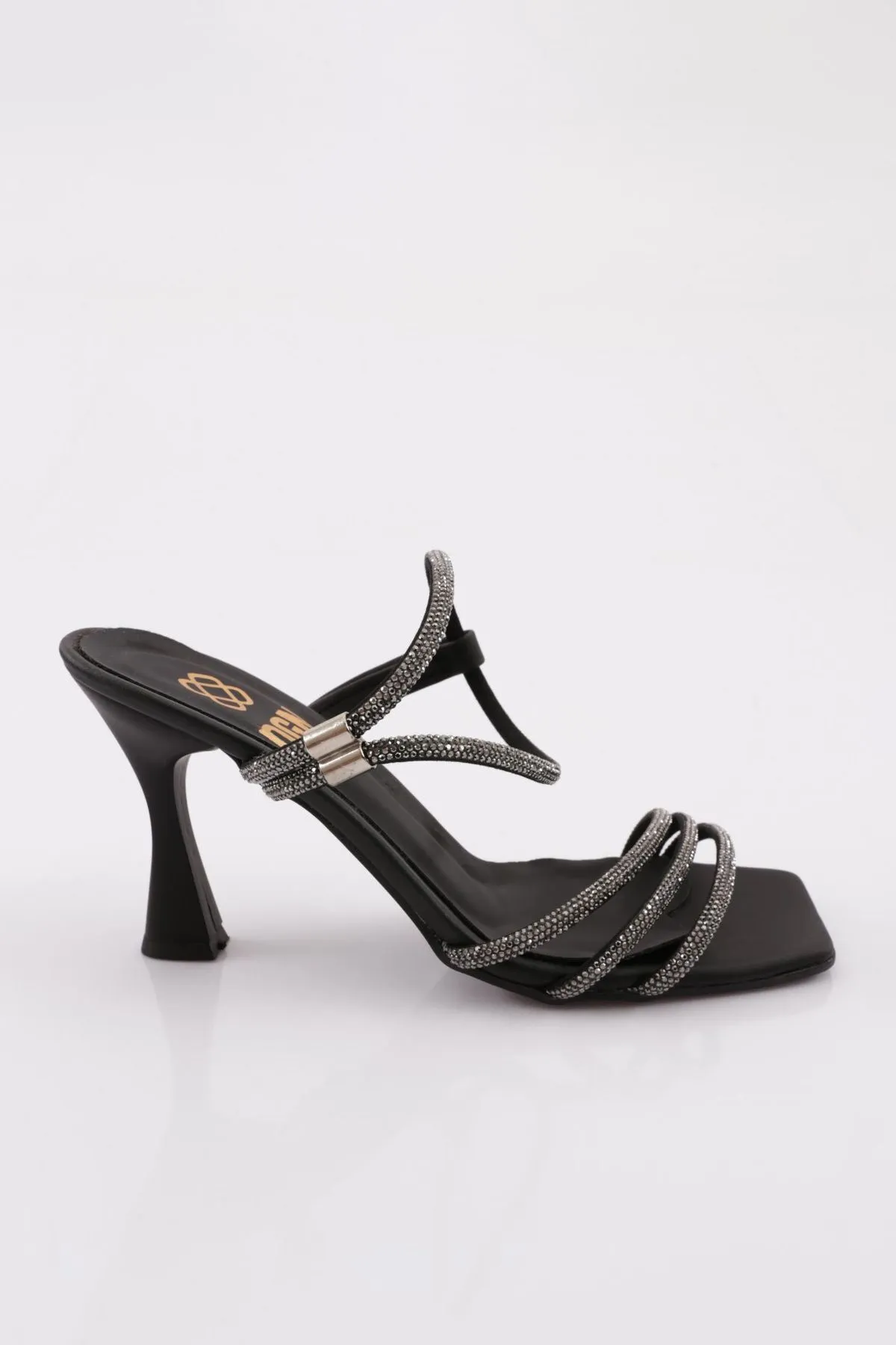 DGN  Schwarzes Abendkleid mit Stein- und Seildetail für Damen - Straight Toe Virgin