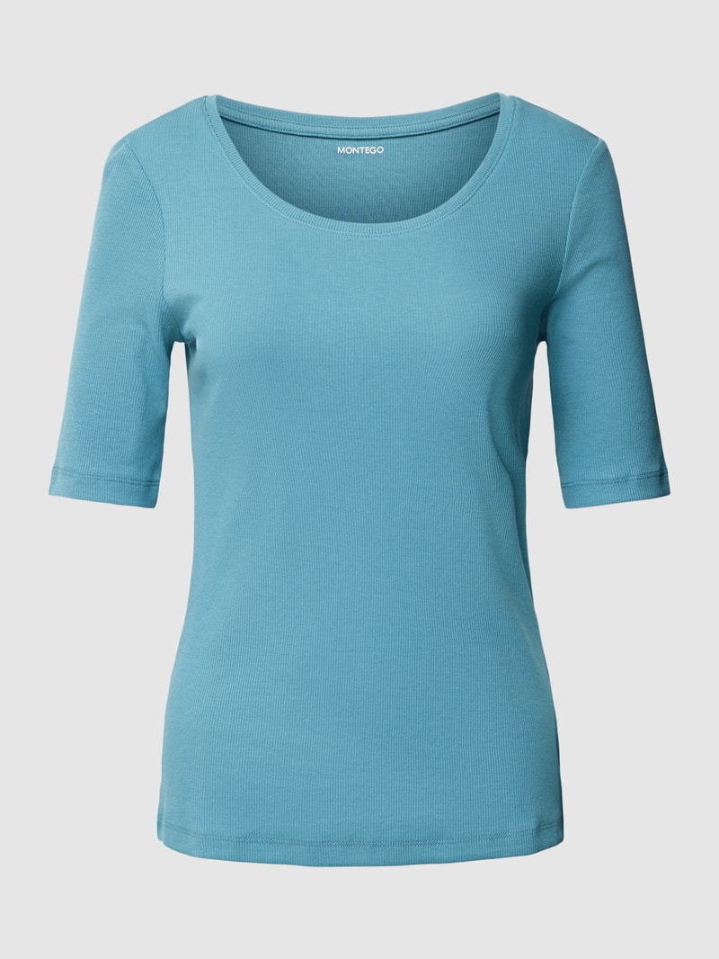 T-Shirt mit Rundhalsausschnitt Modell 'Mila' in rauchblau