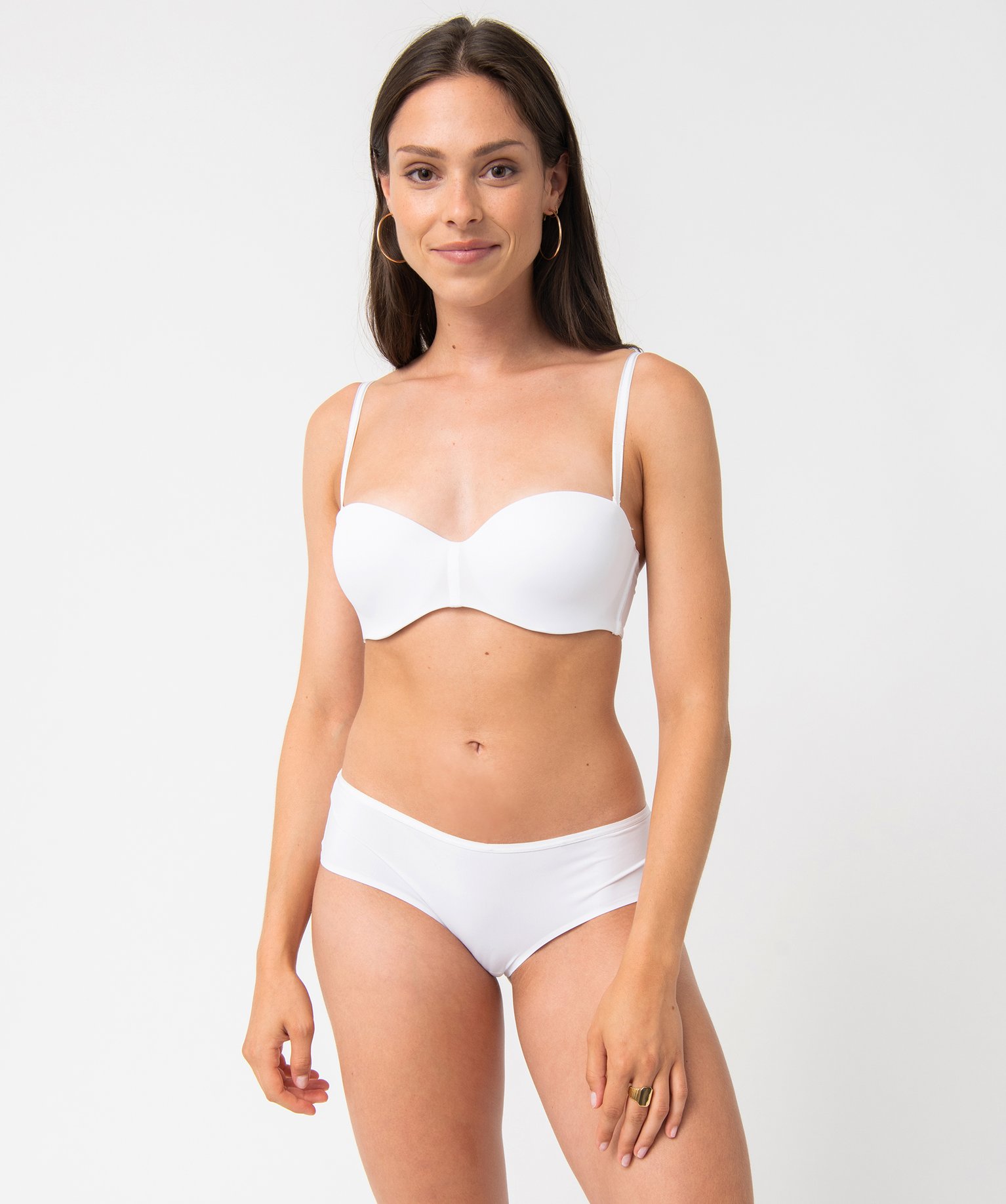 Soutien-gorge bandeau en microfibre avec bretelles muti-pos... blanc | GEMO