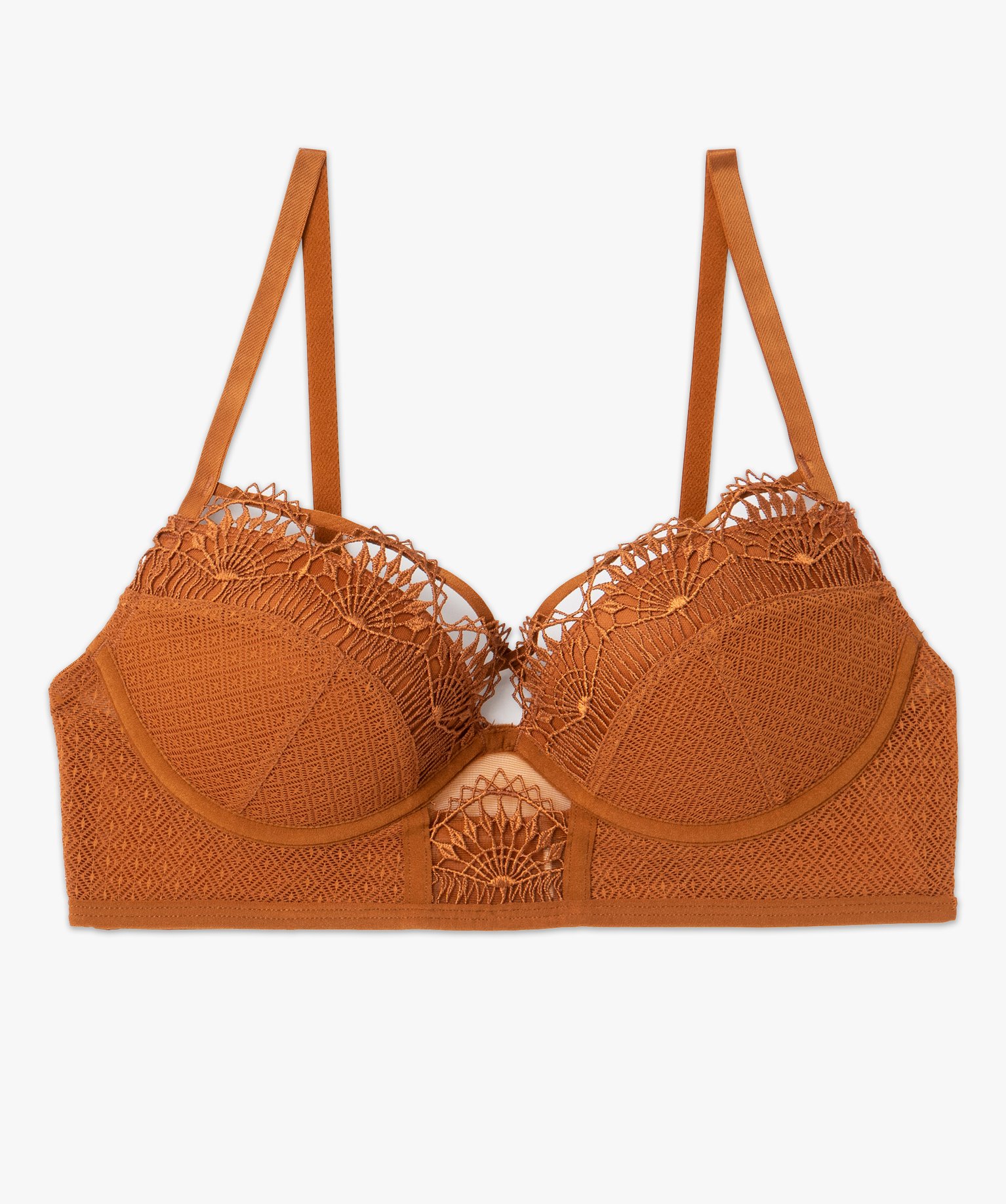Soutien-gorge push-up à armatures et effet bustier marron | GEMO