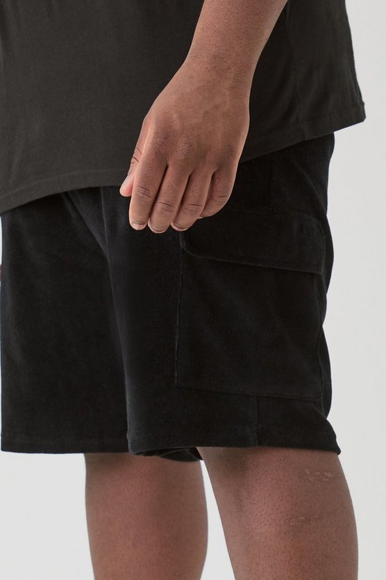 Plus Velour Cargo-Shorts mit elastischem Bund