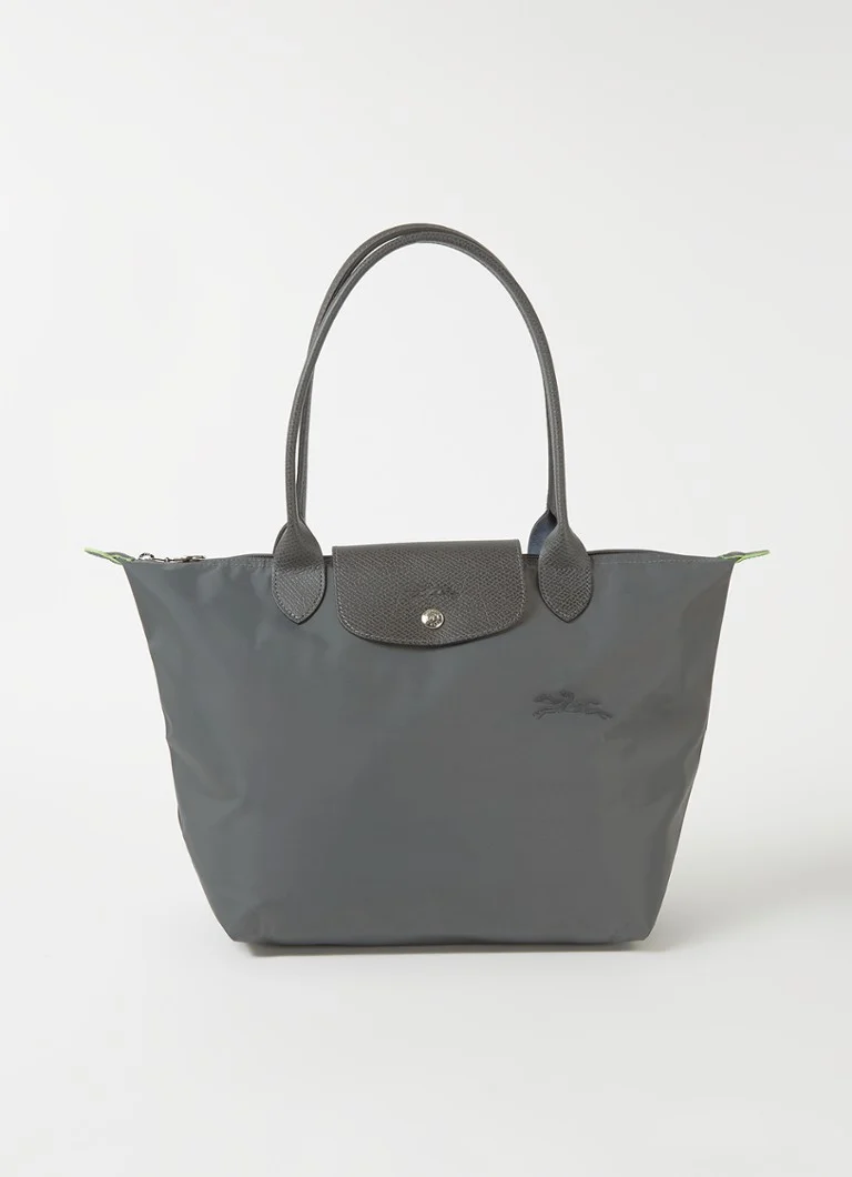 Longchamp Le Pliage Vihreä olkalaukku M nahkayksityiskohdilla