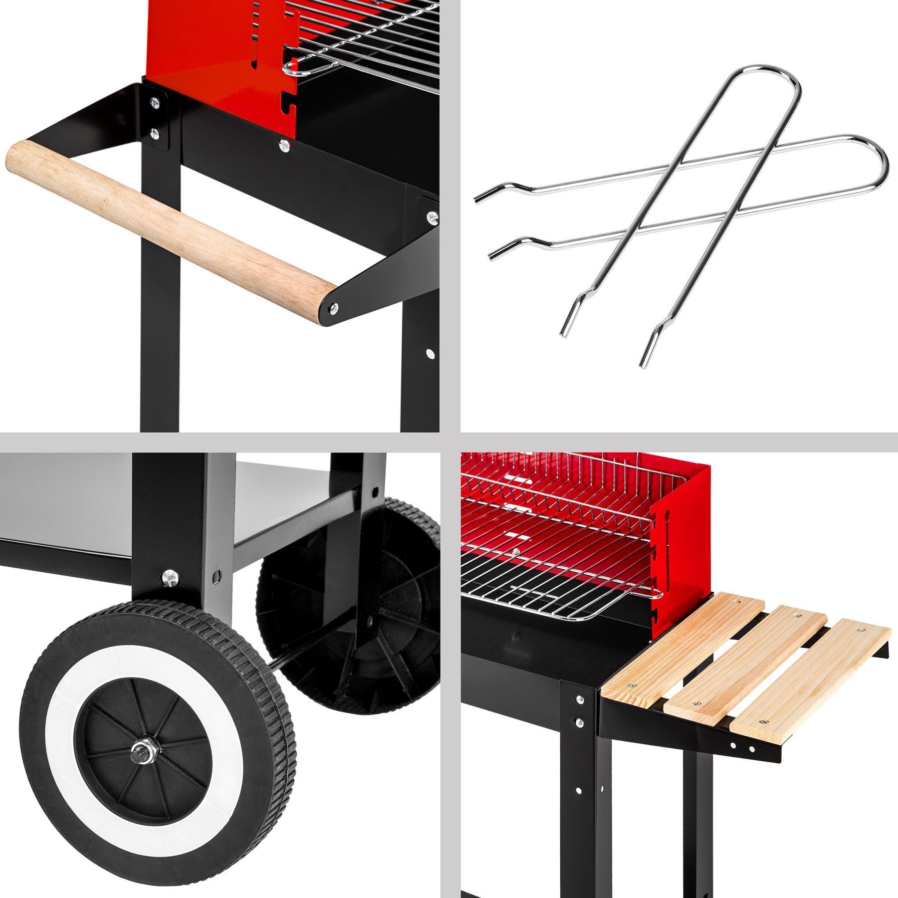 tectake Holzkohlegrill Holzkohlegrill Grillwagen